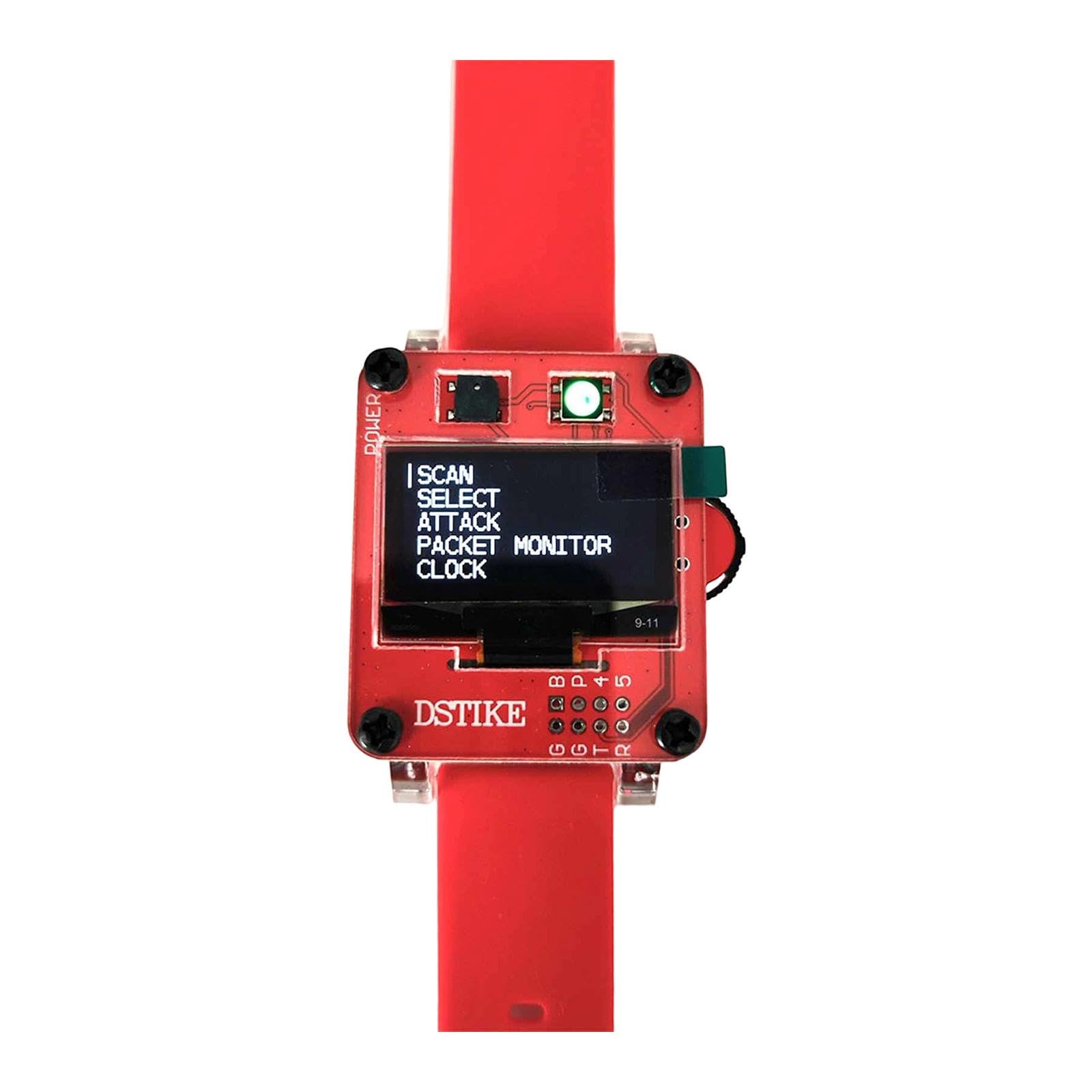 predolo Deauther Smartwatch Development Board Educational Tool Protection Wristwatch Testing Networks for Beginners Office Developers, Red