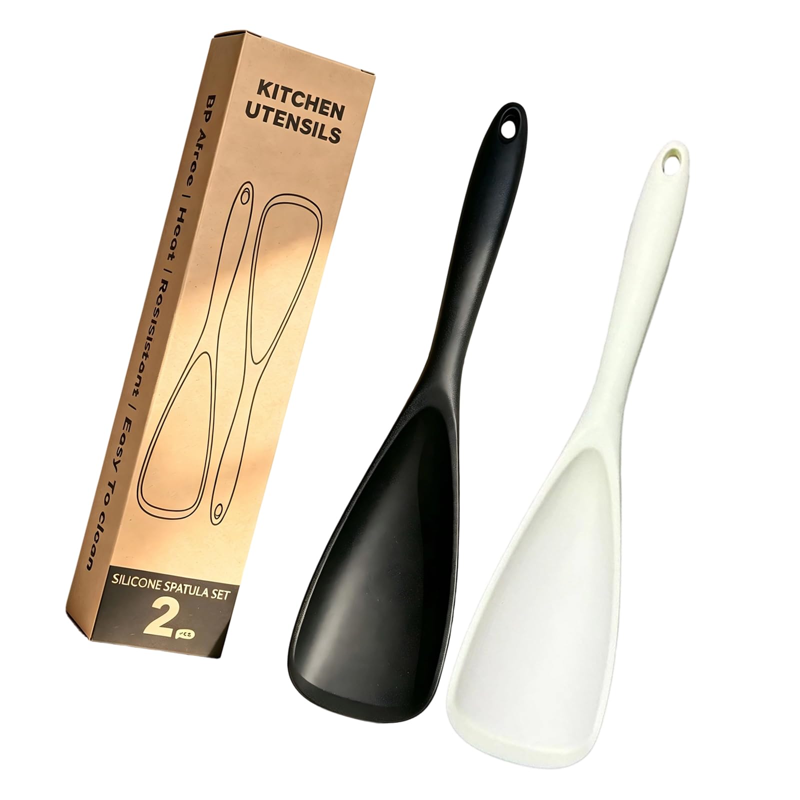 Silicone Serving Spoon Spatula Set, Kitchen Utensils with Storage Loop for Stirring, Scraping and Everyday Cooking Silicone Cooking Spoon Spatula Kitchen Utensil Nonstick Pan Scraper Serving Saute Bbq