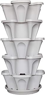 Mr. Stacky 5 Tier Stackable Strawberry, Herb, Flower, and Vegetable Planter - Vertical Garden Indoor/Outdoor