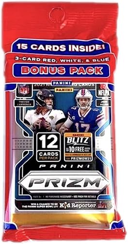 2021 Panini Prizm Football Cello Pack Plus Paquete de Bonificación (15 Tarjetas en Total)