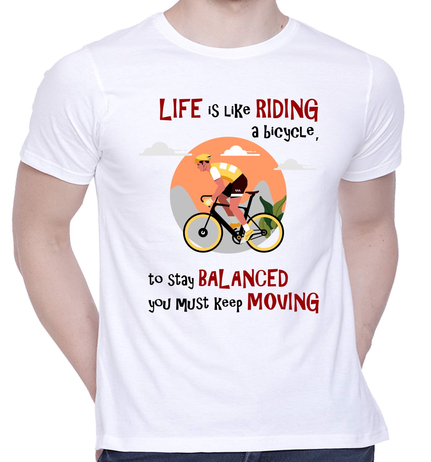 Sponsored Ad - Graphic Printed T-Shirt for Unisex Life is Like a Bicycle Tshirt | Casual Half Sleeve Round Neck T-Shirt | 100% Cotton | D00807-209