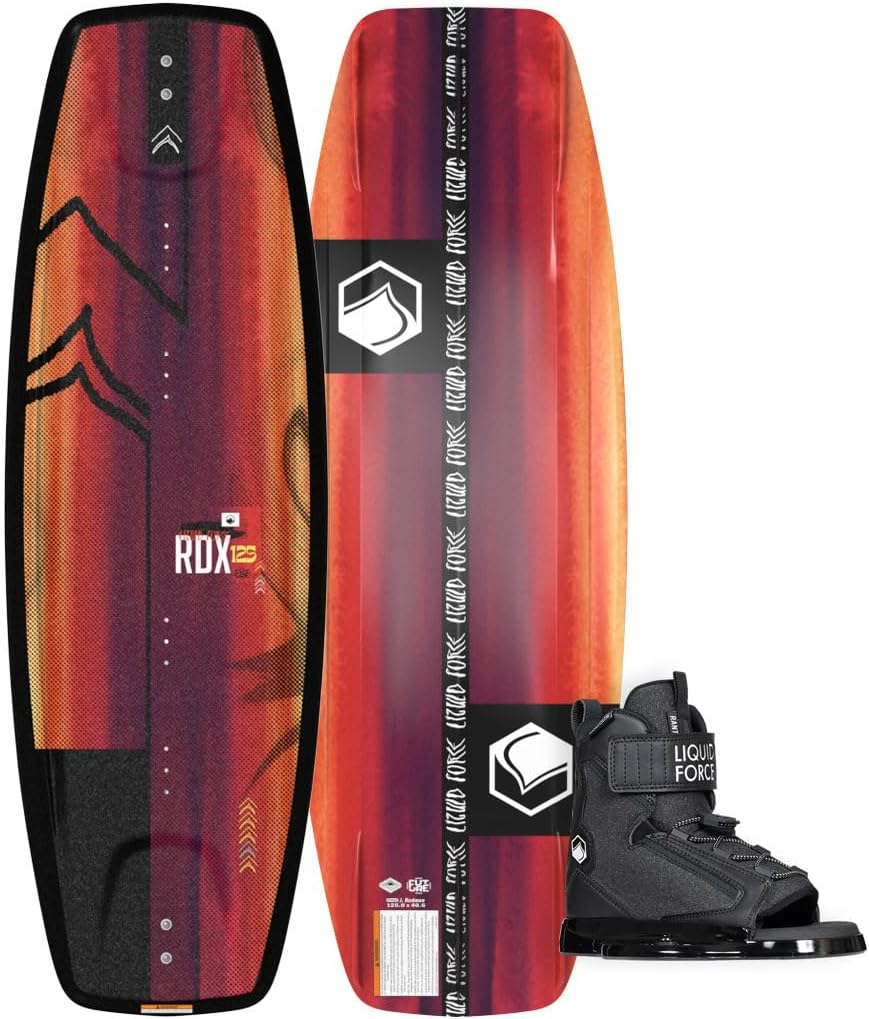 Liquid Force 2025 RDX Future Series 115cm Wakeboard with Rant Size 12T-5Y Wakeboard Bindings Package