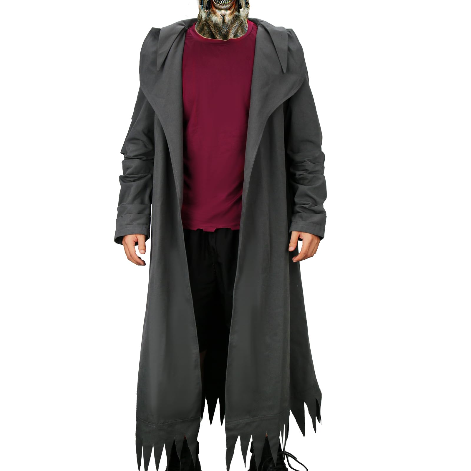 Jeepers Creepers Costume Men's Trench Coat Jacket with Cape Red T-Shirt Suit Halloween Scary Outfit Dress Up-image-5