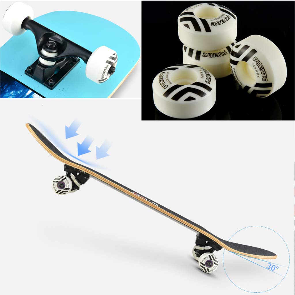 Skateboard Kids Débutant Skateboard à Quatre Roues Complet ABEC9 Portant Pont concave Favoriser Les Cadeaux d'anniversaire pour Les Jeunes Enfants (78,8 x 19,3 x 10 cm)