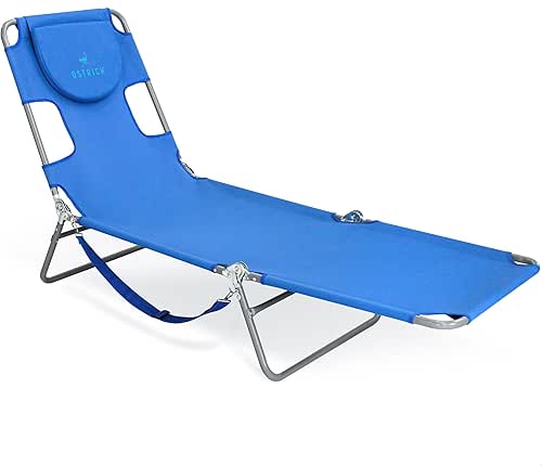 Ostrich Beach Lounge Chair, Folding & Reclining Outdoor Chaise Lounger,