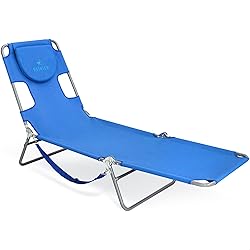 Ostrich Beach Lounge Chair, Folding & Reclining Outdoor Chaise Lounger, Blue - Portable Adjustable Recliner Chair for Lawn, Pool, Patio, Garden, and Yard