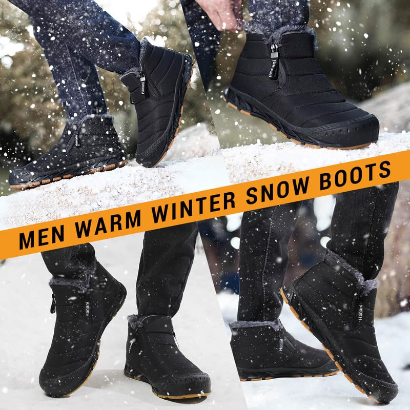 ziitop Botas De Invierno Para Hombre Con Forro CáLido Botas de Nieve Con Cremallera Botas De Cañ A Corta Planas De Invierno Para Exteriores CóModas y Antideslizantes