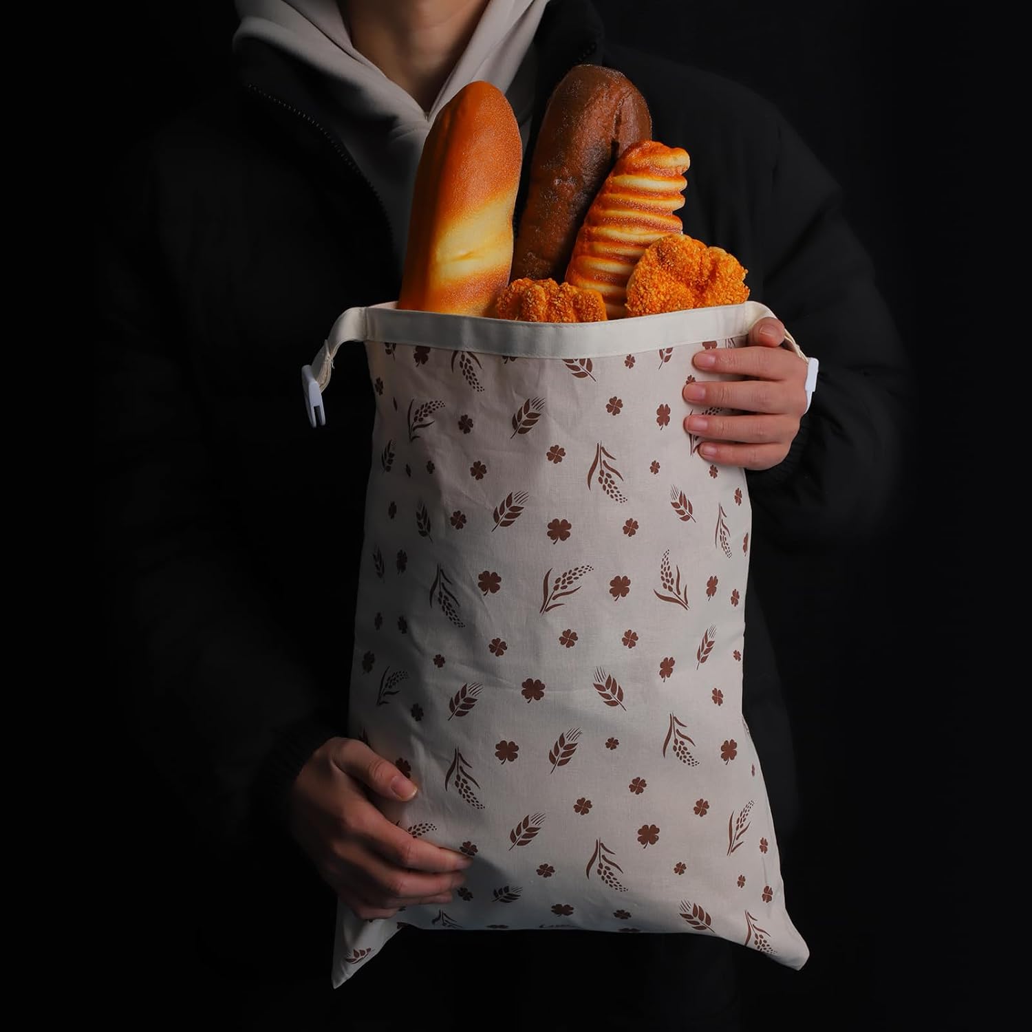 2 Pack Bread Bags for Homemade Bread, Cotton Beeswax Bags for Bread, Reusable Sourdough Bread Bags Beeswax Bread Bag, Bread Storage with Lining, XL Bread Storage Bags