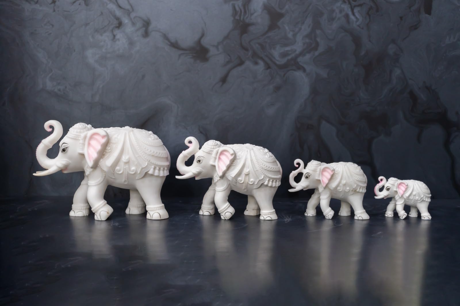 Diamond Avenged / White Elephant：東方 Buy White Elephant Complete Family Showpiece Big Size Marble Resin