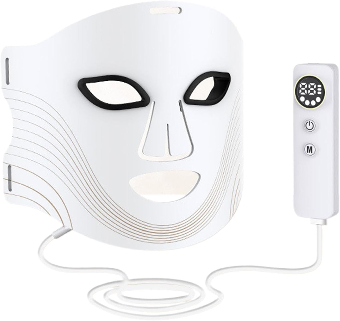 Red Light Masque, Silicone Face LED Masks Skin Rejuvenation, Portable 4-Color Phototherapy Beauty Tool with 660NM Red, 460NM Blue & 850NM Infrared for Men & Women, 31.5x22x4cm