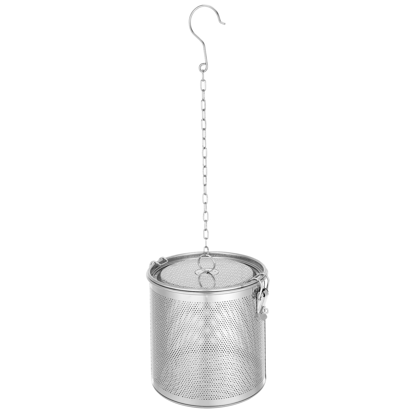 Ciieeo 1Pc Stainless Steel Seasoning Ball Filter with Hook Cooking Dregs Strainer for Household Frying and Tea Brewing Practical Spice Infuser for Gravy and Soup Silver