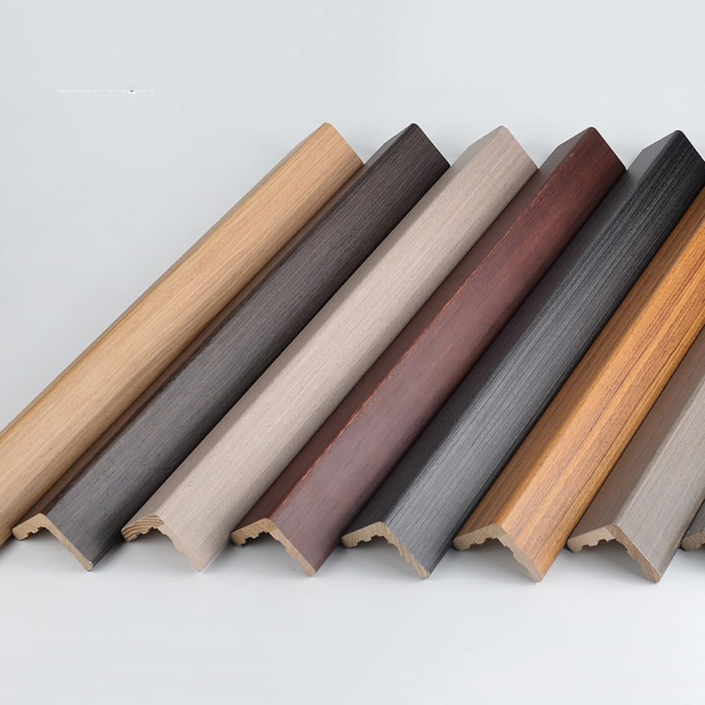 Protections d'angle murales en bois - Garniture moulée en L - 5,1 cm de large - Bande de protection anti-collision pour porte et fenêtre - Plinthe en teck - L 100 cm (39 cm)