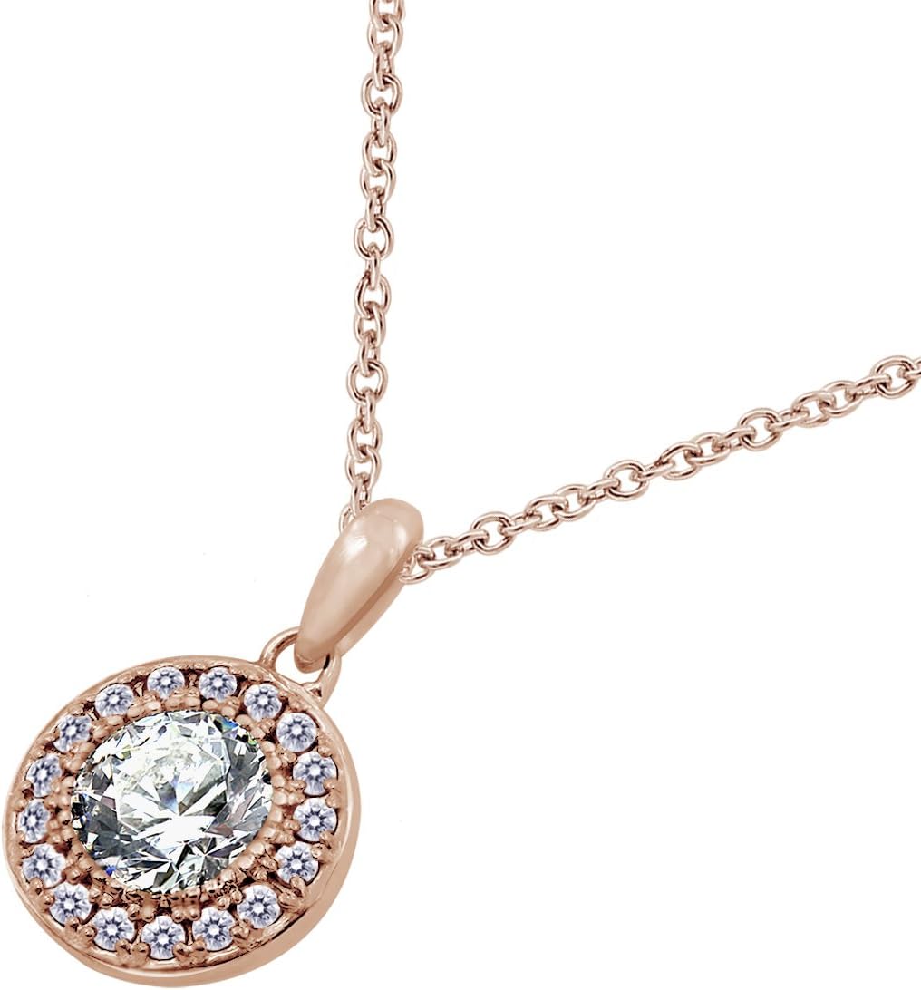 Amazon Essentials Platinum Plated Sterling Silver Halo Pendant Necklace set with Round Cut Infinite Elements Cubic Zirconia, (previously Amazon Collection) - Image 3