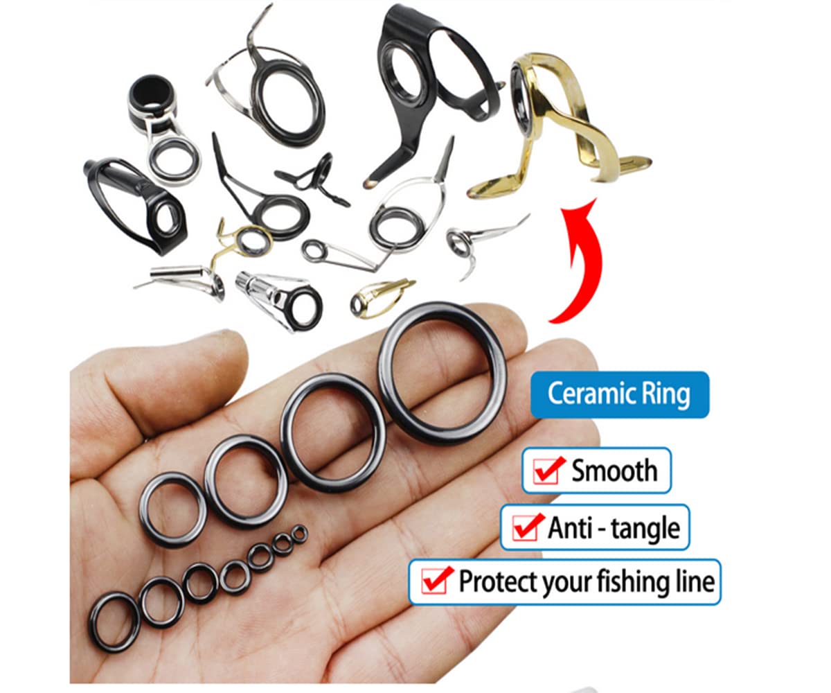 Dovesun Anneaux De Canne A Peche, Kit De Réparation Pour Canne à Pêche Céramique Anneaux 12