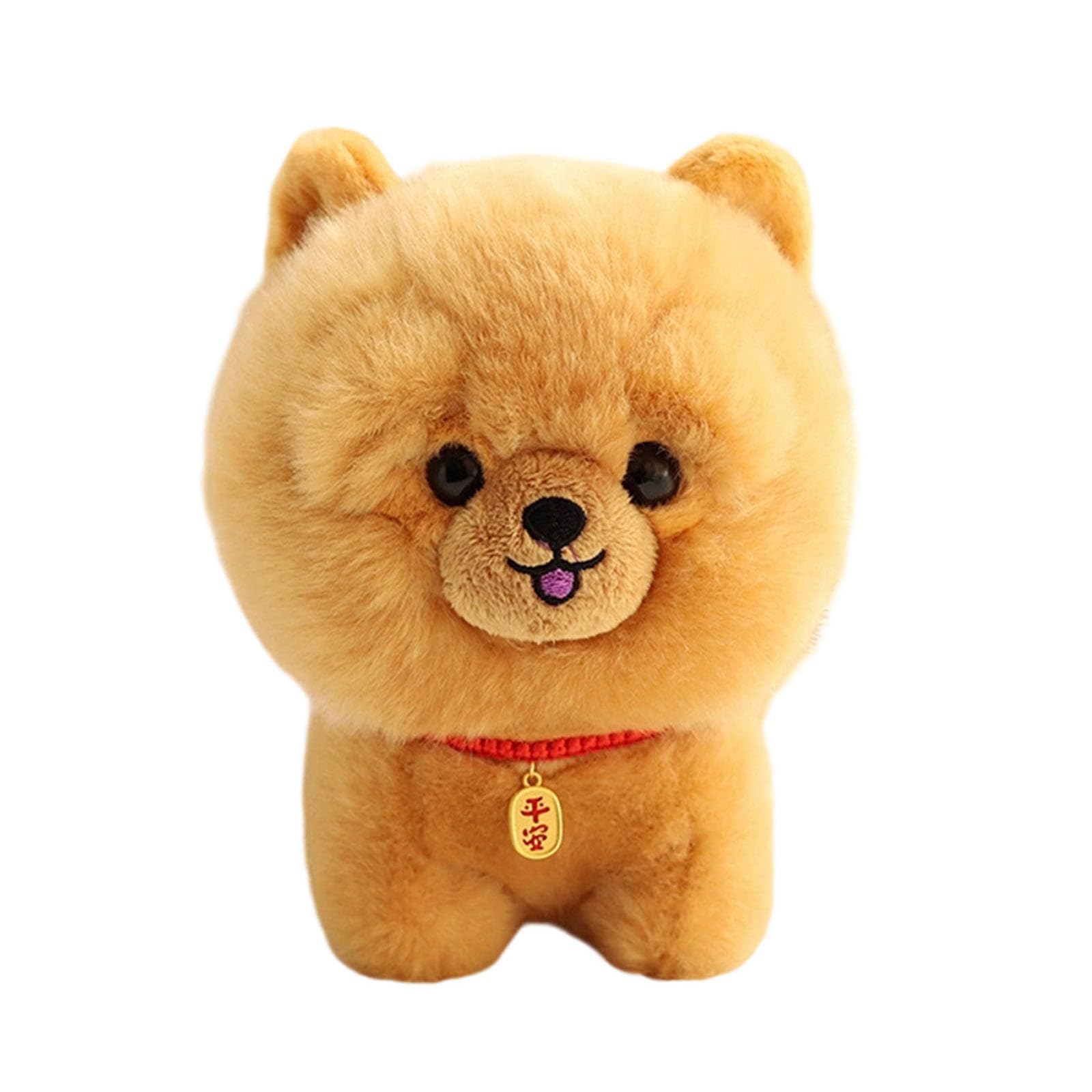 Lifelike Puppy Plush, Kawaii Teddy Pet Doll, Fluffy Stuffed Animal, 20cm Yorkie Corgi Pomeranian Chow Design, Portable Decor, Stress Relief Toy, Birthday Gift For Girls Dog Lovers (Rose Gold)