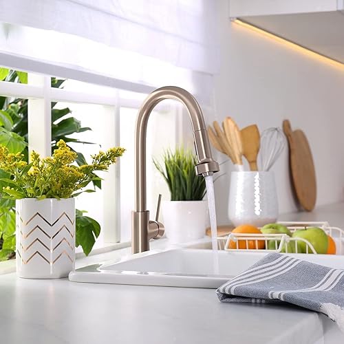 Miniatura 4 de Lulani St. Lucia - Grifo de cocina desplegable con 1 mango, níquel cepillado