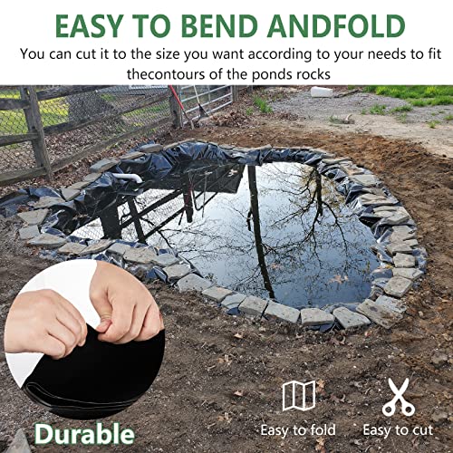 Topdeep 15X20 Ft Pond Liner, Ldpe 20 Mil Thickness Fish Pond Liners For Outdoor Ponds, Pond Skins For Waterfall, Fish Or Koi Pond, Fountains And Bed Planter #TOP6