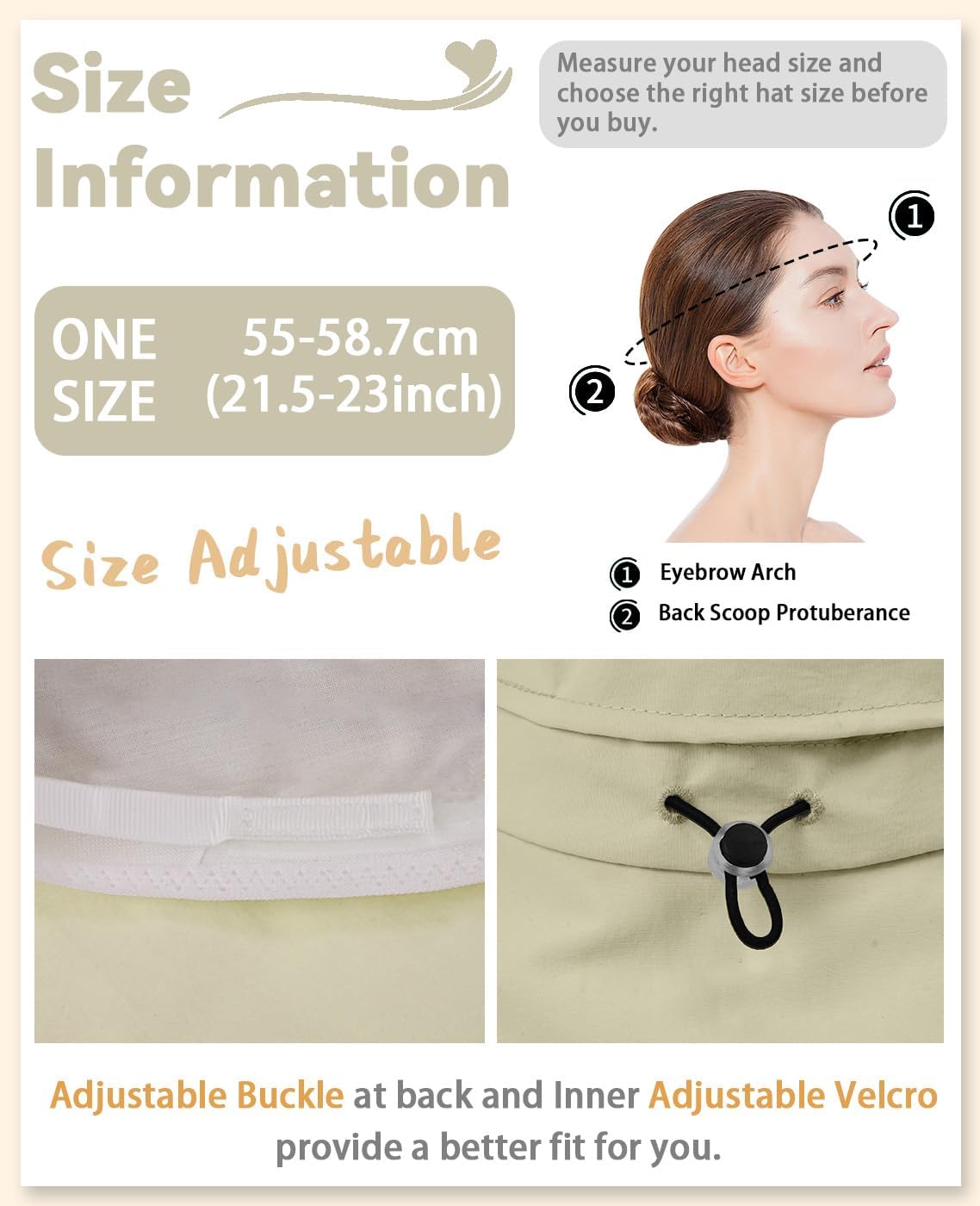 Rosoz Sun Hats for Women Wide Brim Ponytail Bucket Hat Sun Protection Beach Hat Quick-Dry Gardening Hat with Fold-Up Brim - Image 3