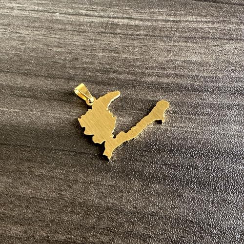 18K Gold Plated Stainless Steel Republic of Haiti Map Pendant Haitian Necklace4