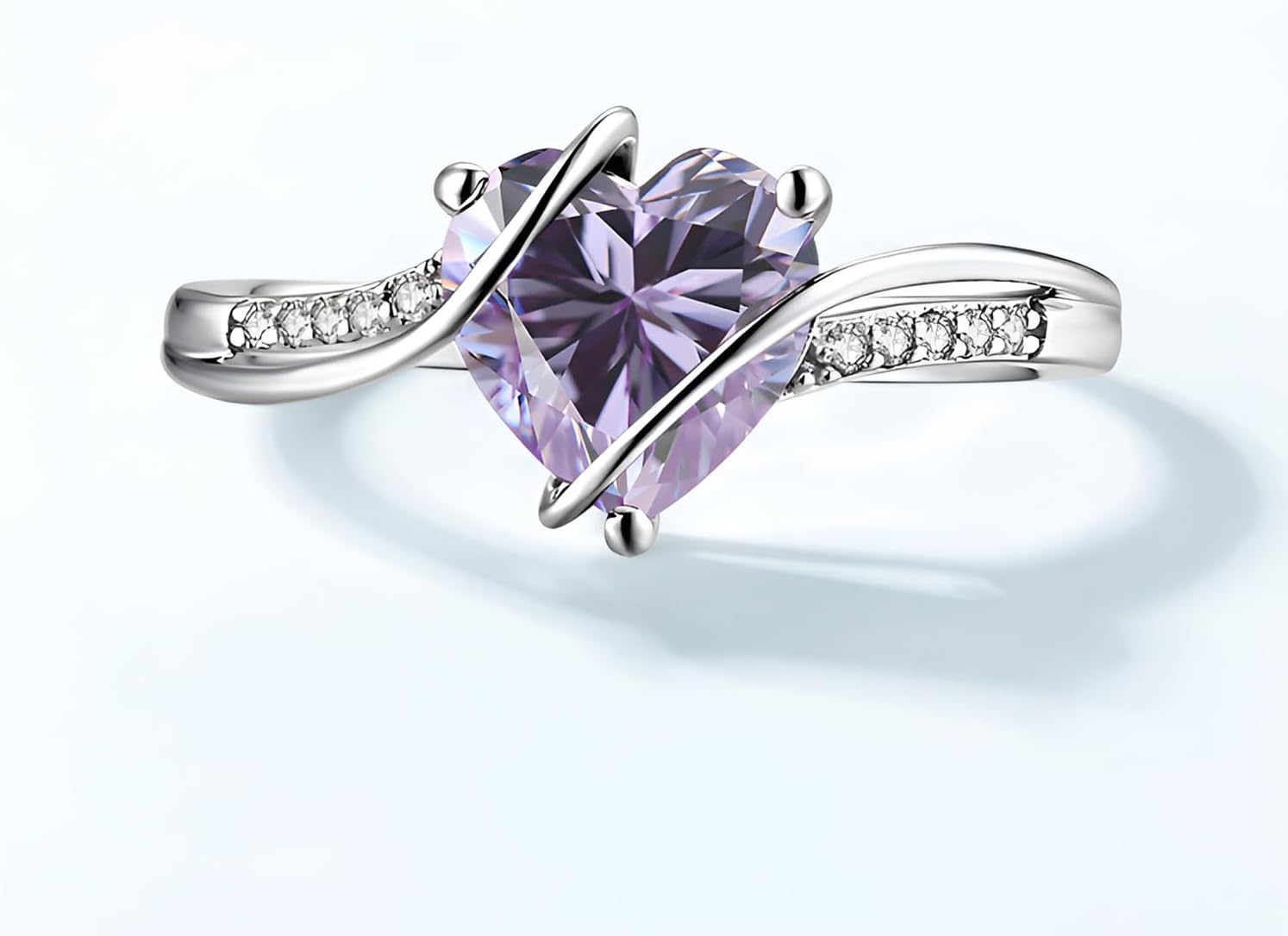 2CT Heart Shaped Gemstone Engagement Rings for Women,Silver 10K 14K 18K Gold Wedding Band Birthstone Rings Jewelry Gifts for Anniversary Valentines Day Mother's Day - Image 2