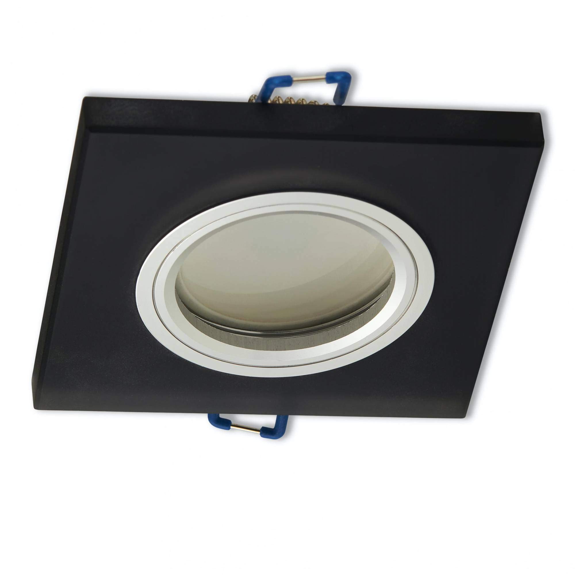 6x LED Einbaustrahler Set eckig schwarz-matt 6,5 Watt warmweiß 230 Volt - Deckenstrahler flach aus Glas Deckenleuchte - Deckenspot 6,5 Watt5mm Bohrloch Einbauleuchte Einbau-spot Strahler