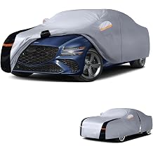 Multi-Layer Car Cover Custom Fit for Genesis G80 2016-2026, 100% Waterproof All Weather for Automobiles, Gift with Towel, Heavy Duty Car Covers for Rain Sun UV Protection with Door Zipper.