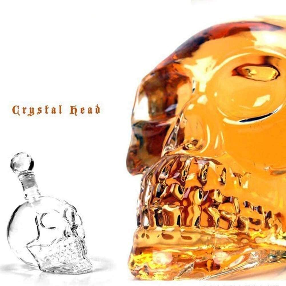 Estante para vino Decantador de whisky Cráneo Vino Whisky Juego de vasos de vodka Decantador de vino y juego de vasos con diseño de doble pared con tapón con 6 vasos de whisky de 75 ml para bar de f