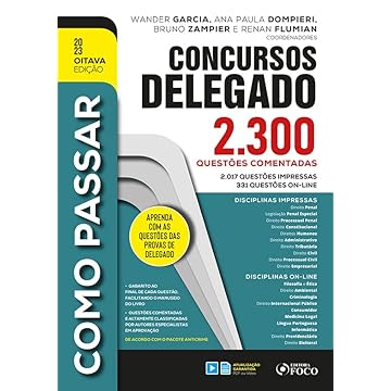 Capa do livro Como Passar em Concursos de Delegado: 2.300 Questões Comentadas - 8ª ED - 2023