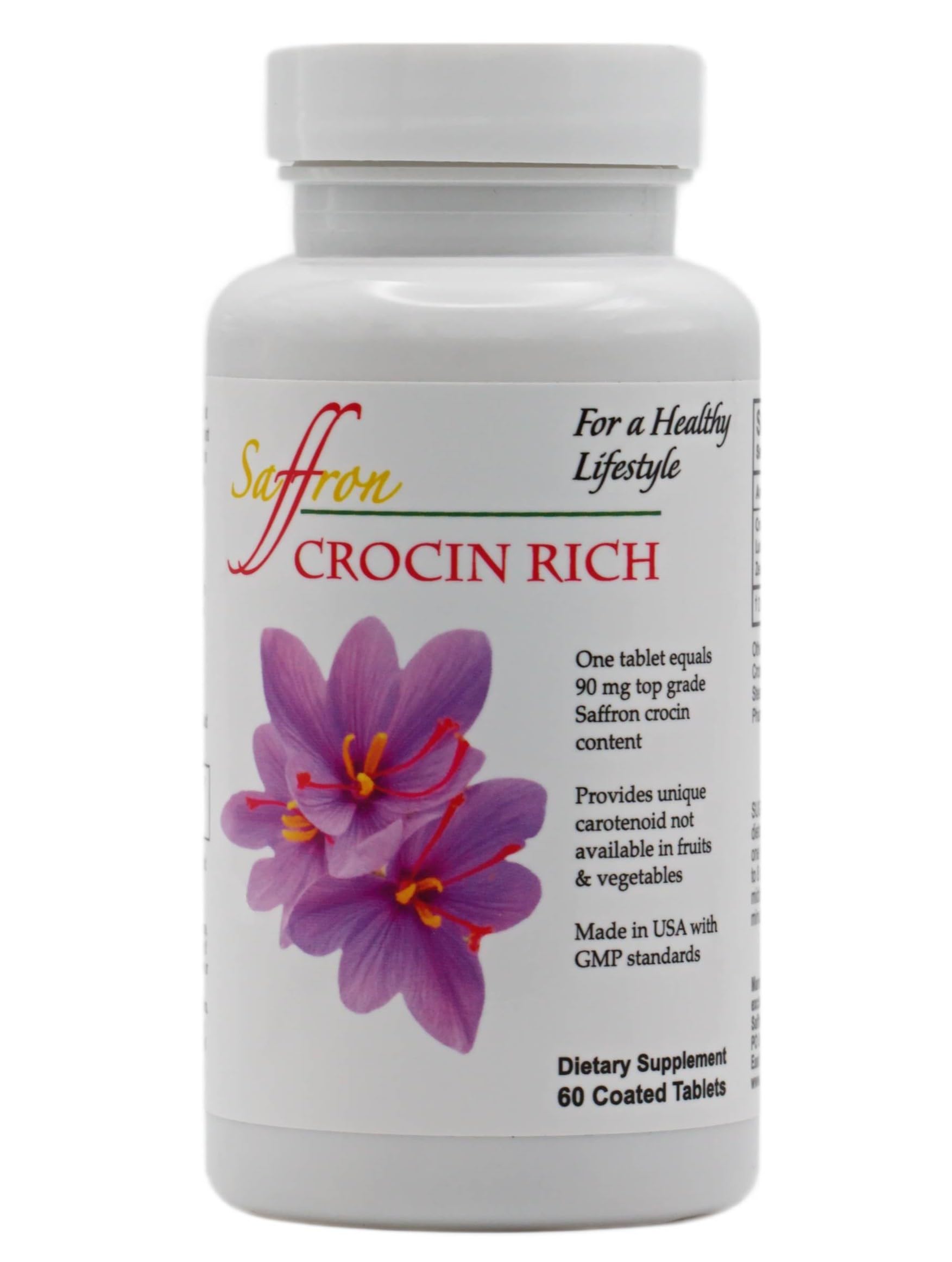 Crocin Rich — 7.5 mg Crocin (Key Saffron Active) + Lutein & Zeaxanthin Eye Supplement, 60 Tablets — Vision & Macular Support for 50+, Healthy Eye Pressure & Screen Comfort, Clinically Studied Crocin