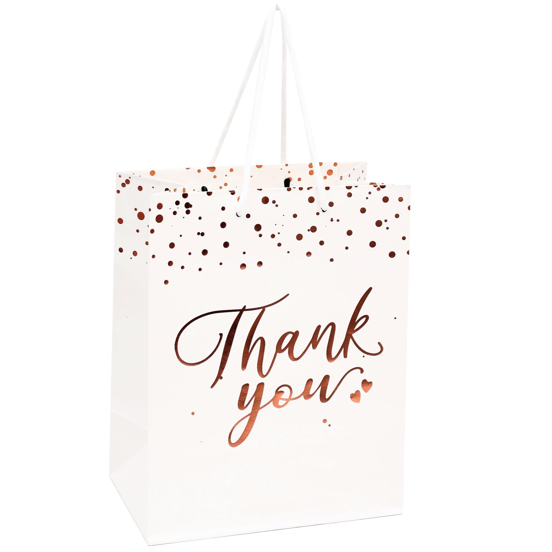 PAICUIKE White Thank You Gift Bags Bulk, Medium Size Paper Bags with Handles for Weddings, Valentines, Party Favor, Birthday Baby Shower - 20 Pcs