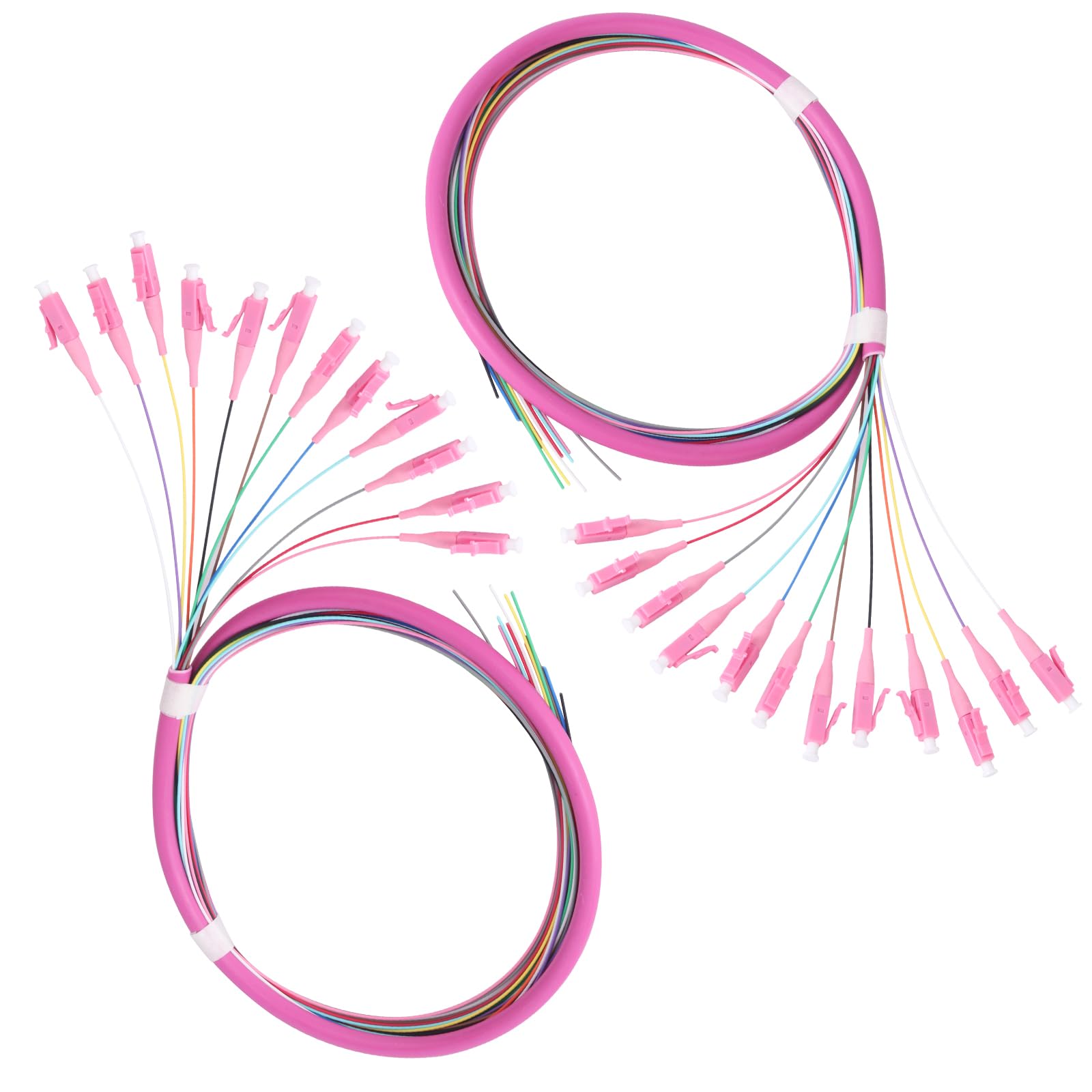 Lot de 2 paquets de fibre optique 12 brins LC/OM4 LC-UPC Mulitmode 1,2 m pour système de communication réseaux