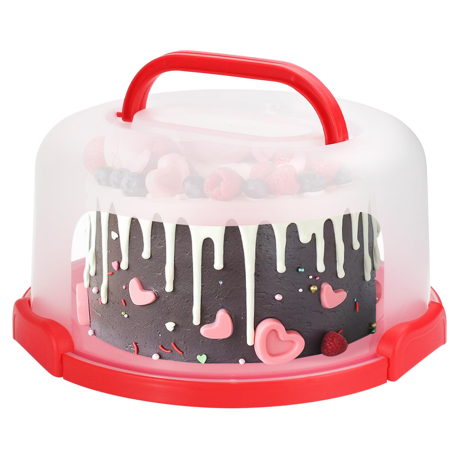 Soporte para tartas con tapa y asa, se adapta a soporte para tartas de 10 pulgadas con tapa, contenedor de almacenamiento de transporte de pasteles, soporte para tartas con tapas, 3 cierres
