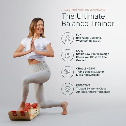 Miniatura 2 de GIBBON SlackBoard - GiBoard Balance Board - Gift for Kids & Adults - 1 & 2 Line Options - Slackline Balance Trainer for Core Workouts, Standing Desk