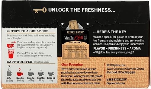 Miniatura 86 de Bigelow Vanilla Chai Black Tea, caja de 20 sobres (paquete de 6), té negro con cafeína, 120 bolsas de té en total