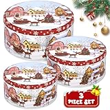 MTINRNI Biscottiera Natalizia,3PCS Porta Biscotti,Scatola Latta Rotonda con Coperchio,Scat...