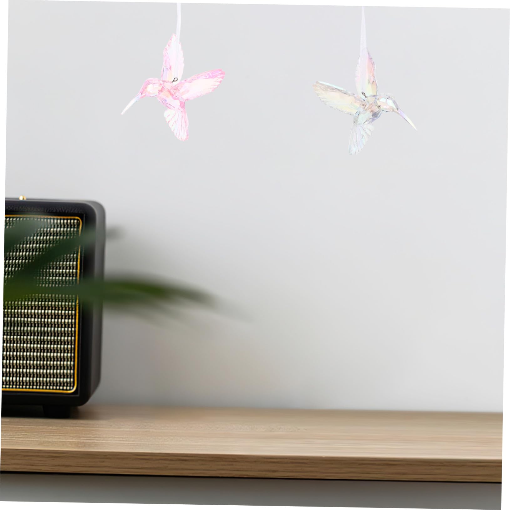 TOYANDONA 6 Stück 6-teiliges schillerndes Deko-Set mit transparenten Acryl-Vogelanhängern in bunten Farben für Fenster, Garten, Hochzeit und Weihnachtsbaum, leicht und fein gearbeitet