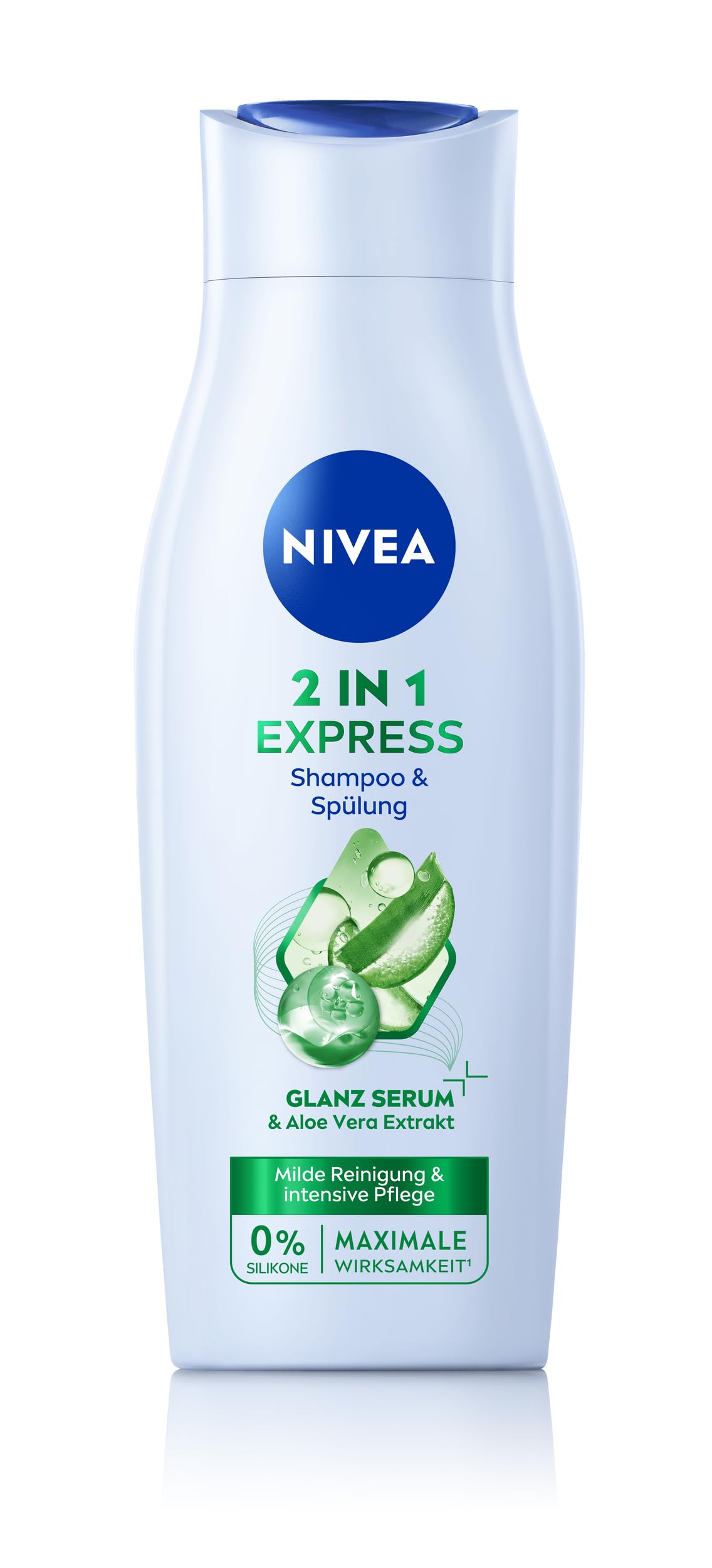 NIVEA 2in1 Express Shampoo & Spülung (400 ml), intensive Haarpflege mit Aloe Vera und Glanz Serum, Haarshampoo & Spülung für schnelle, unkomplizierte Pflege