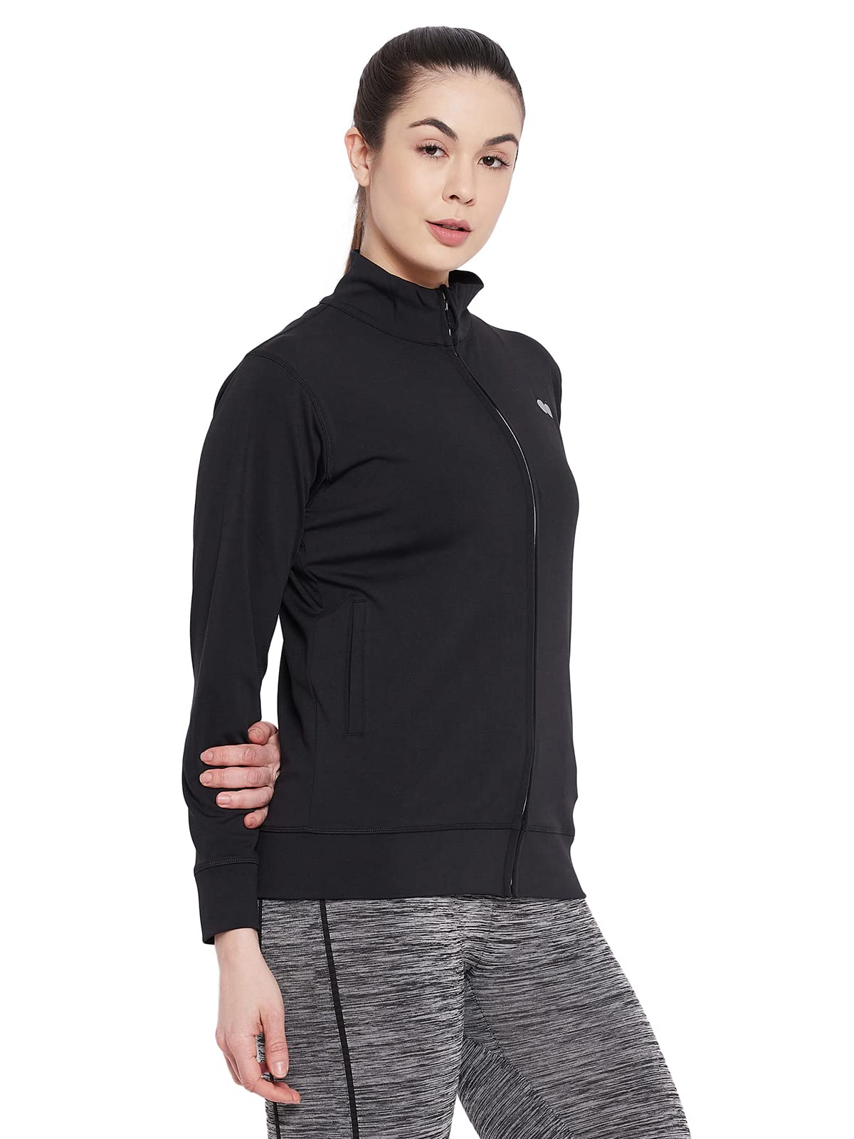 Clovia Standard Length Women's Activewear Front Zipper Jacket (At0131P13_Black_Xxl) 2