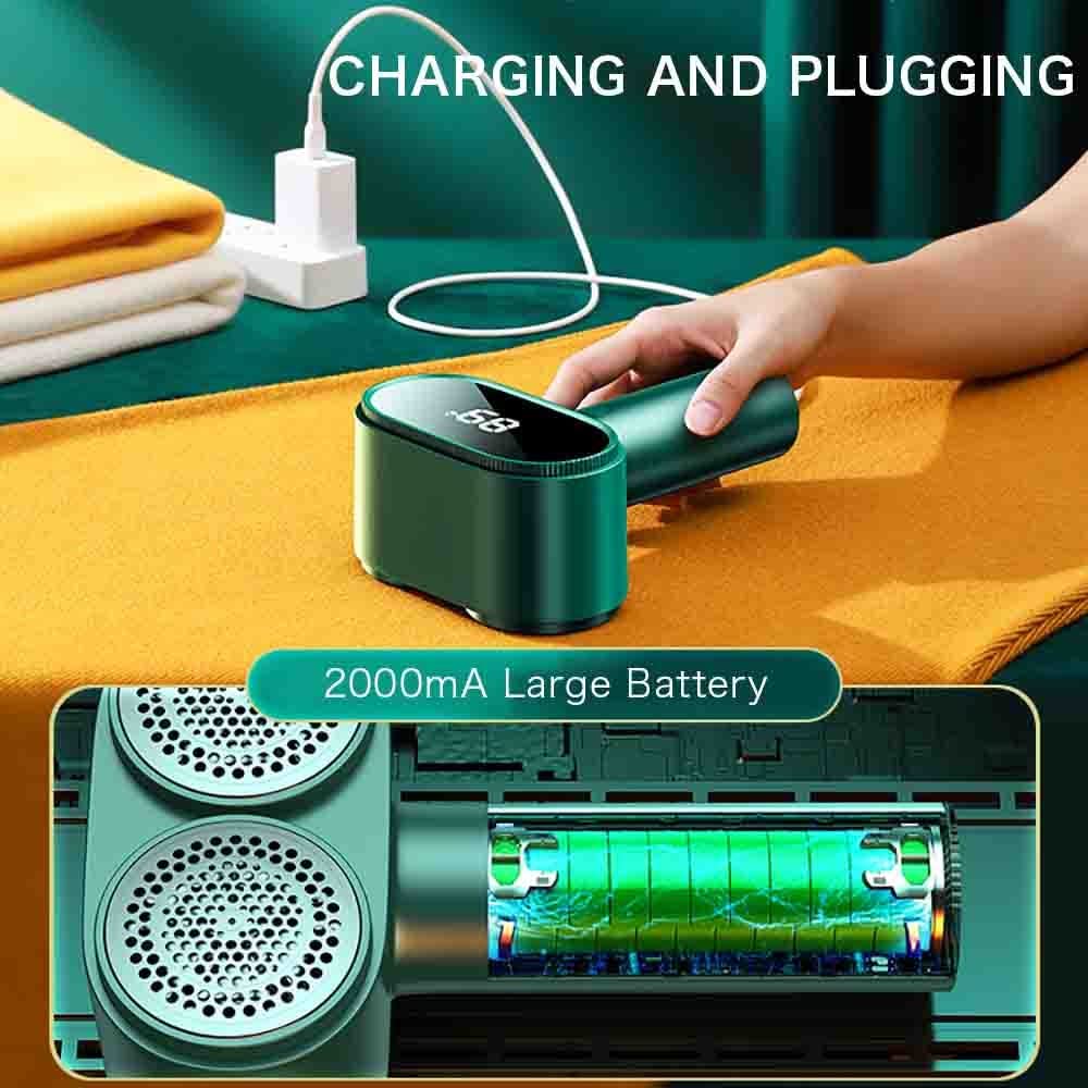Afeitadora de tela, removedor de pelusas recargable por USB con ajuste de 2 velocidades y pantalla de batería, afeitadora eléctrica fácil de limpiar con protección de seguridad, desfuzzer de tela para