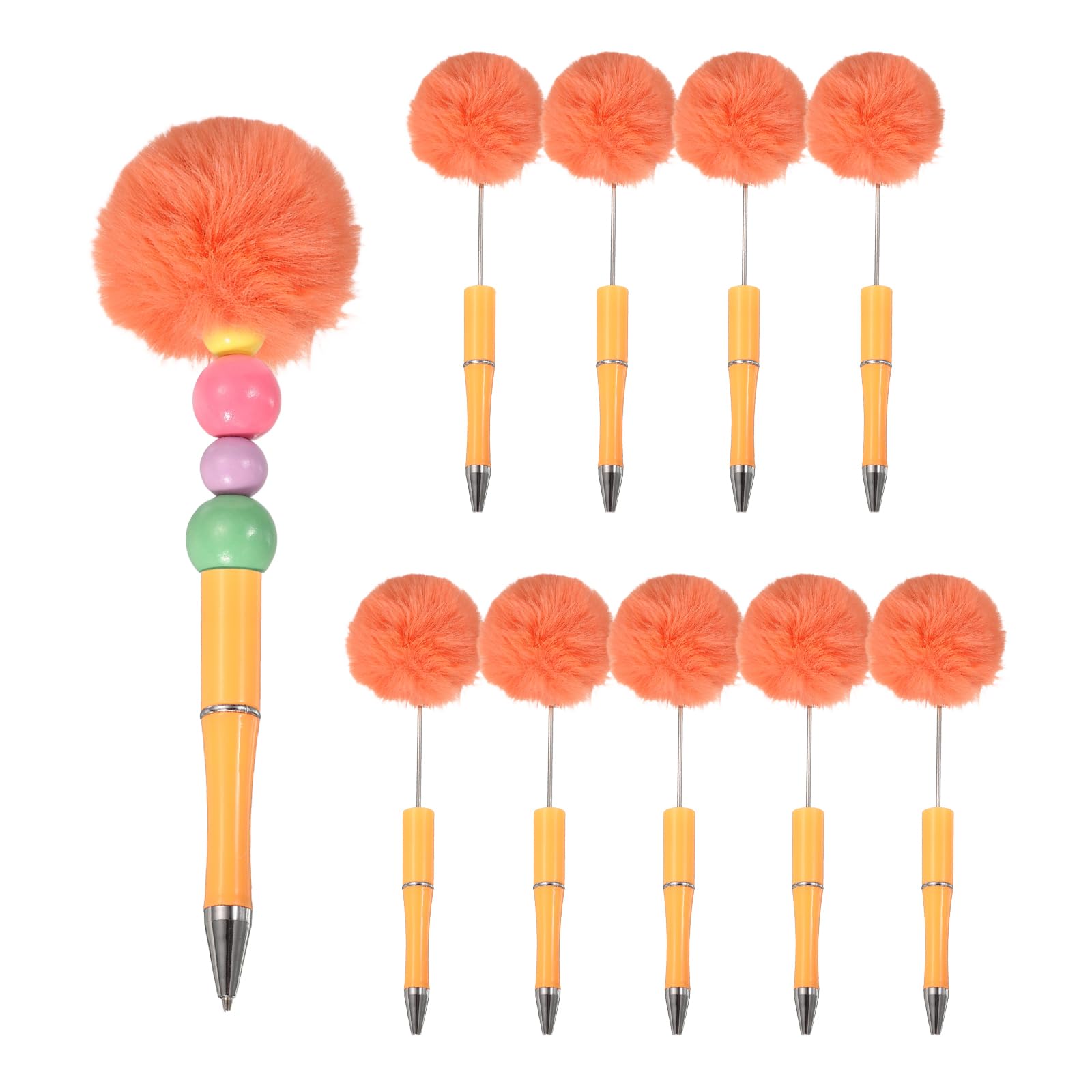 PATIKIL Pompom Ballpoint Pens, Fluffy Ball Pens Pom Pom Plastic Cute Beaded Pen for DIY Gift Writing Office Supplies - 10 Pcs (Orange) โ image 1