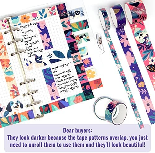 Cute Washi Tape Set, 27 Rolls Masking Tape with Cat, Dog, Flower, Colorful Washi Tape for Journaling Aesthetic, Scrapbooking, Planner, Kids' Crafts