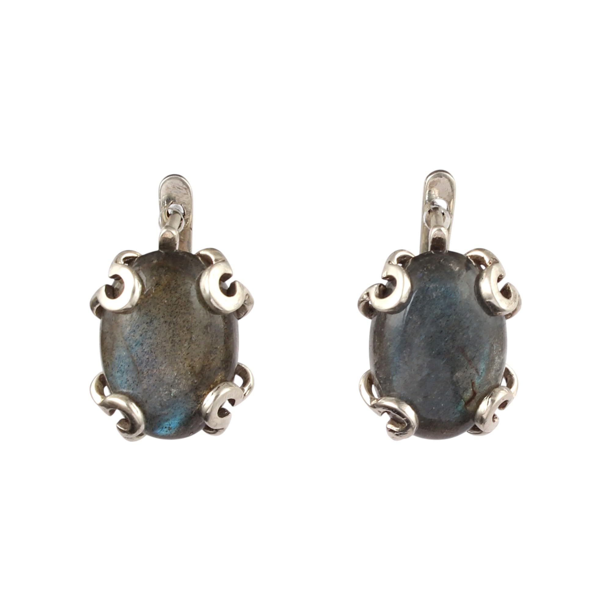 Boucles d'oreilles labradorite naturelle et argent 925 fait main - 5