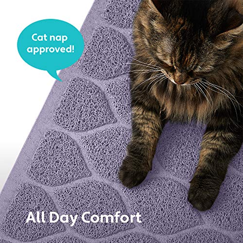 Mighty Monkey Durable Easy Clean Cat Litter Box Mat, Great Scatter Control Mats, Keep Floors Clean, Soft On Sensitive Kitty Paws, Cats Accessories, Large Size, Slip Resistant, 24X17, Purple #TOP7