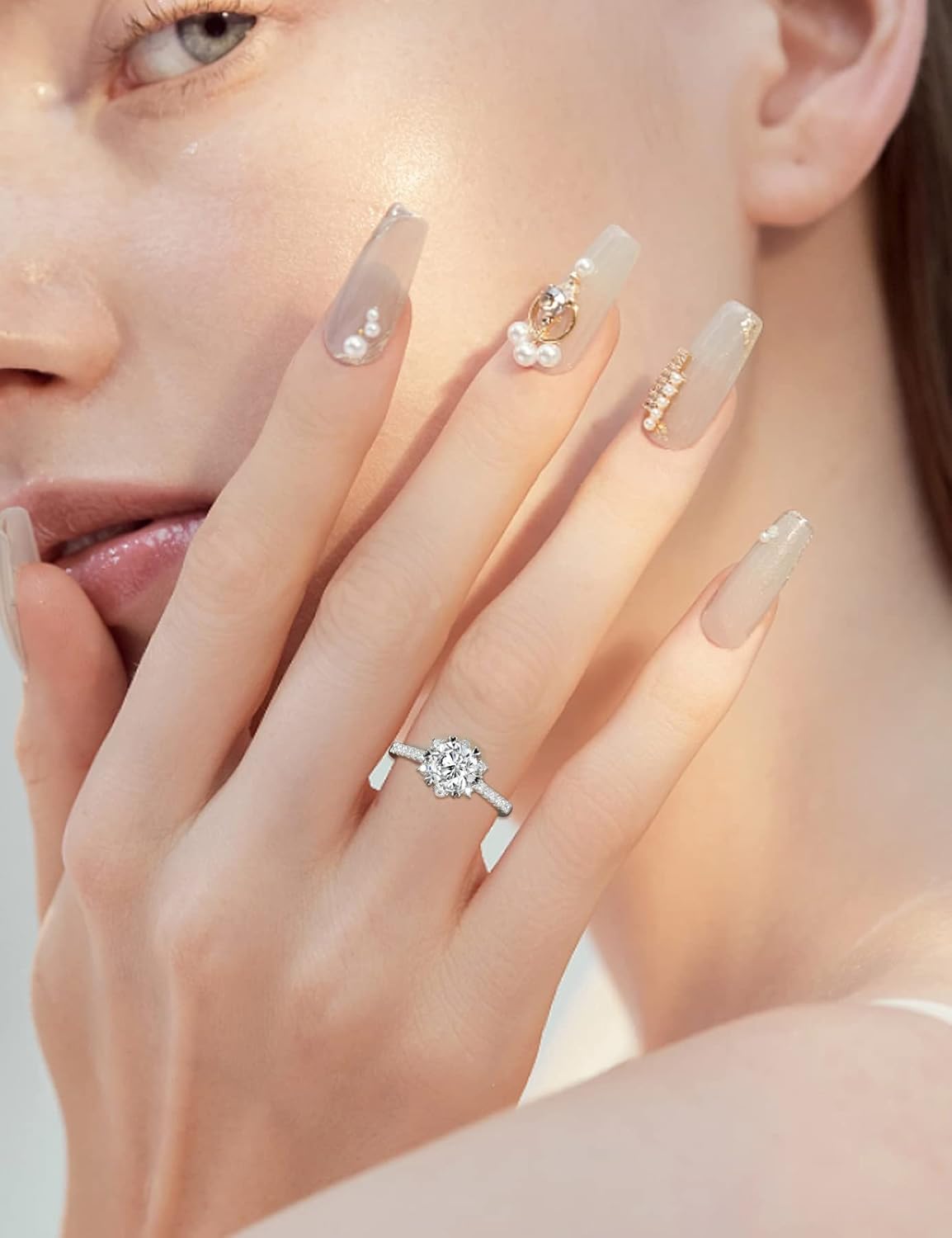 Moissanite Rings for Women, Engagement Rings 925 Sterling Silver Wedding Ring Anniversary Rings