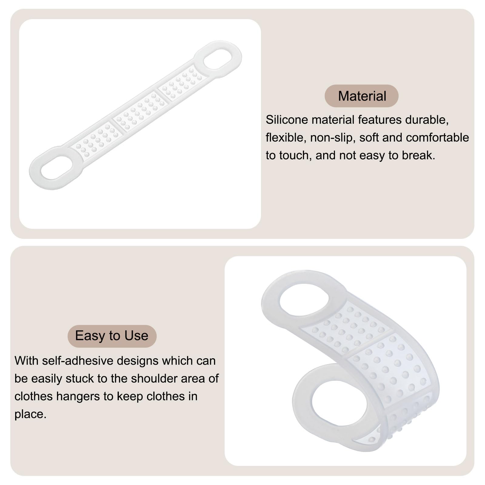 Lot De 100 Bandes Adhésives Antidérapantes Pour Cintres - Silicone, 8,5 Cm, Gain De Place