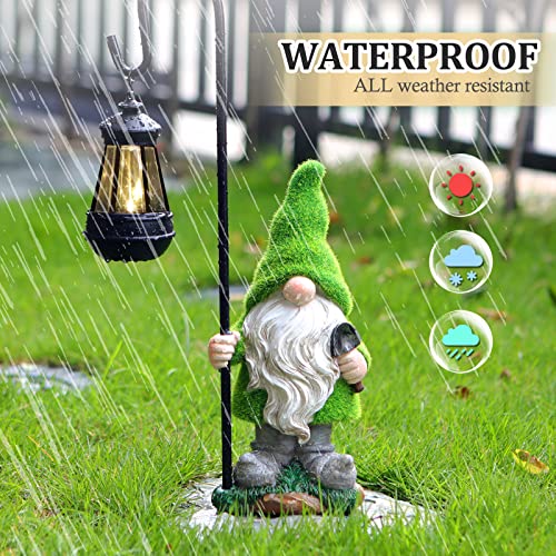 Flocked Garden Gnome Statue with Solar LED Light, Large Funny Fairy Gnomes Figurines with Solar Lantern, Outdoor Fall Decorations for Yard Lawn, Tall 15.8 Inch by VChymm - Image 4