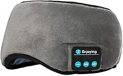 Fone de Ouvido Bluetooth com Máscara de Dormir – Som Estéreo, Microfone, Lavável e Recarregável USB (Cinza)