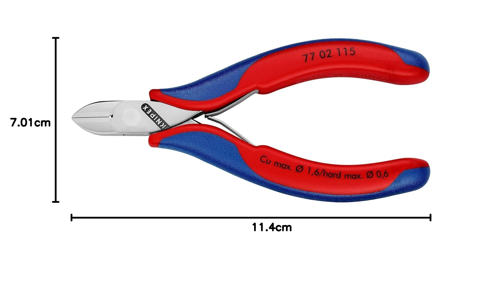 Knipex Pince coupante de côté pour l'électronique avec charnière entrepassée avec poignées multimatières 115 mm, 77 02 115