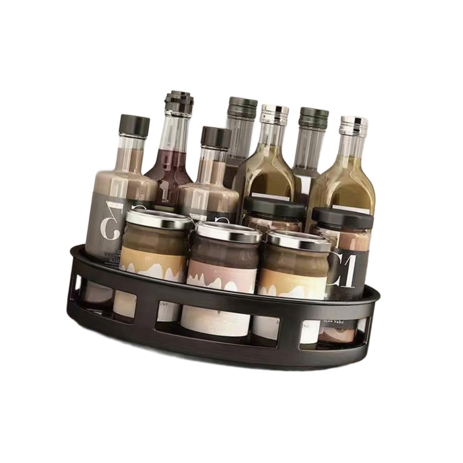 NEWFT 360 Degree Rotating Kitchen Countertop Organizers Adjustable Tiers Shelf for Bathroom Cosmetics Rotating Kitchen Countertop Organizers