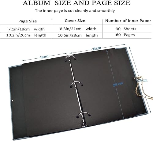 Miniatura 2 de Álbum de fotos, álbum de recortes, cubierta de lino AIOR de 11 x 8.3 pulgadas, 60 páginas de recortes, álbum de recortes de bricolaje para 3 x 5, 4